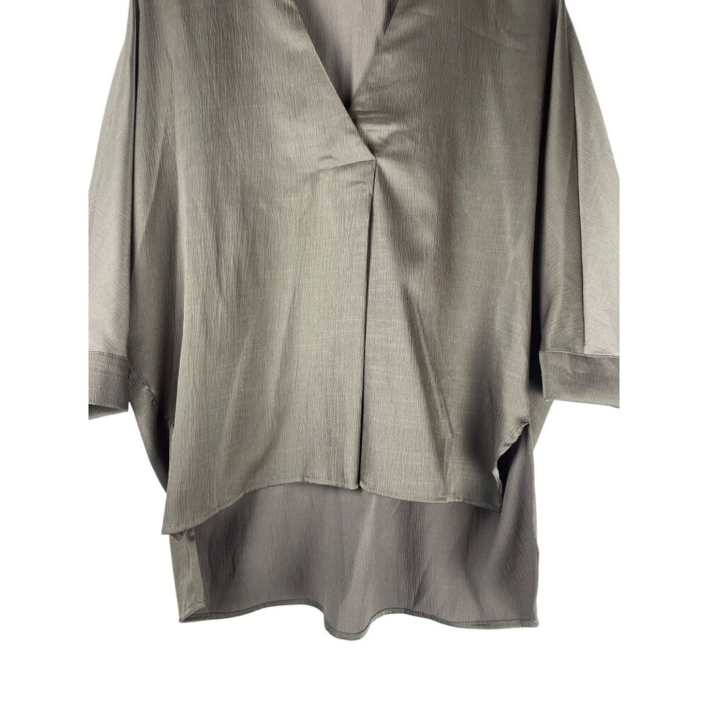 Sincerely Ours Sabine Batwing Satin Pleated Blouse Womens Small Brown Clean Girl - Picture 2 of 9